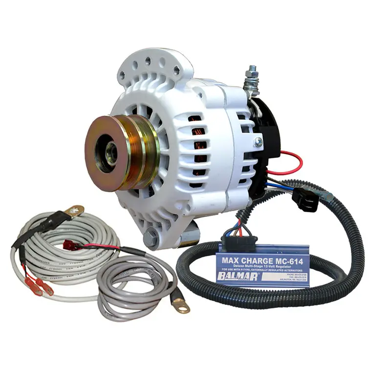 Balmar Alternator 120 Amp 12V 1-2" Single Foot Spindle Mount Dual Vee Pulley Regulator  Temp Sensor [621-Vup-Mc-120-Dv] 1