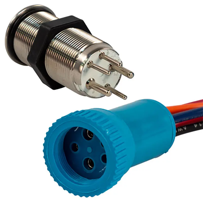 Bluewater 19Mm Push Button Switch - Off/On/On Contact - Blue/Green/Red Led - 4' Lead [9057-3113-4] 1