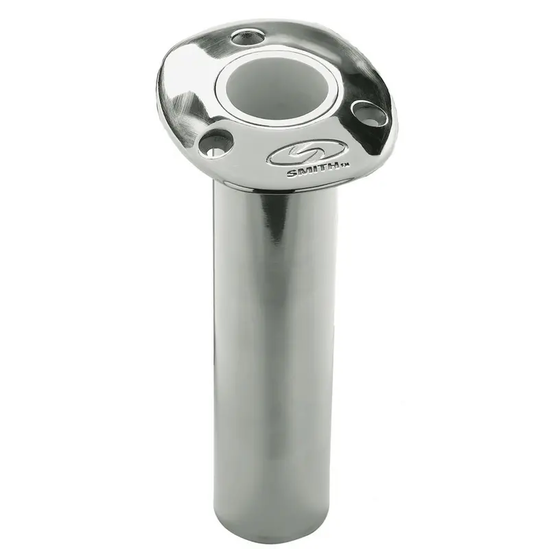 C.E. Smith Flush Mount Rod Holder - 0 Degree  9" Depth - Stainless Steel - Cast Bottom - White Vinyl Liner [53670Ca] 1