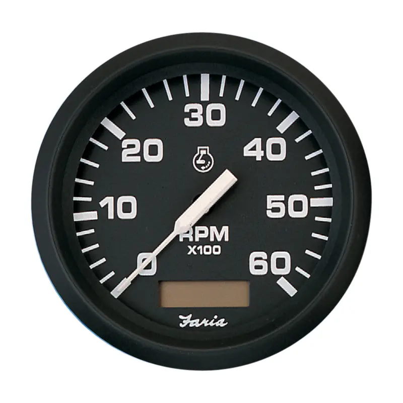 Faria Euro Black 4" Tachometer W/Hourmeter - 6,000 Rpm (Gas - Inboard) [32832] 1