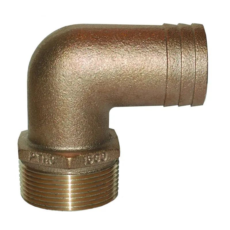 Groco 2" Npt X 2" Id Bronze 90 Degree Pipe To Hose Fitting Standard Flow Elbow [Pthc-2000] 1