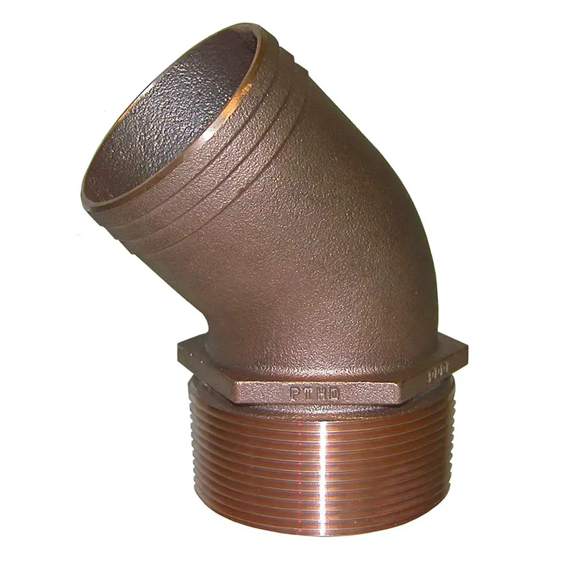 Groco 3/4" Npt Bronze 45 Degree Pipe To 3/4" Hose [Pthd-750] 1