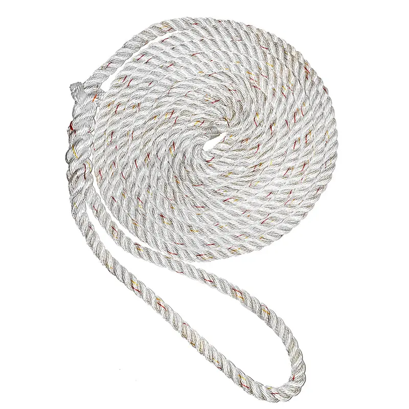 New England Ropes 1/2" Premium 3-Strand Dock Line - White W/Tracer - 15 [C6050-16-00015] 1