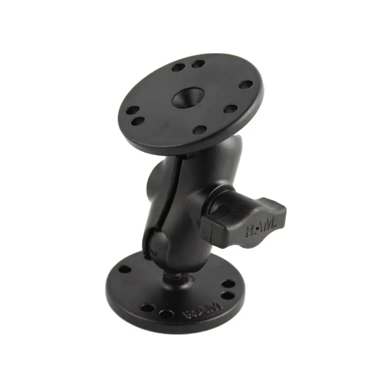 Ram Mount 1" Ball Double Socket Short Arm W/ 2 2.5" Round Bases [Ram-B-101-A] 1