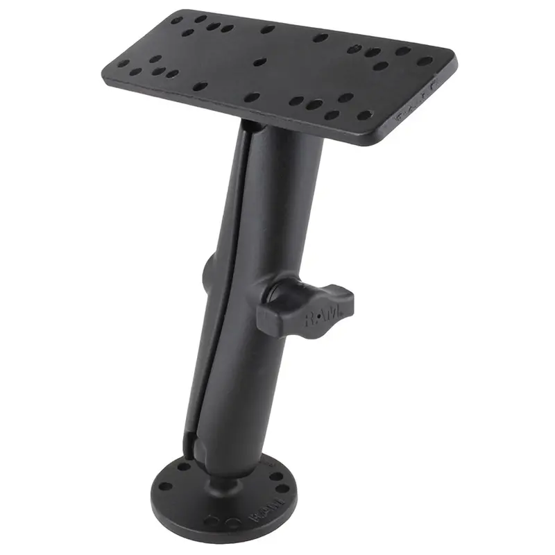 Ram Mount 1" Diameter Ball Mount W/Long Double Socket Arm, 6.25" X 2" Rectangle Base & 2.5" Round Base (Amps Pattern) [Ram-B-111U-C] 1