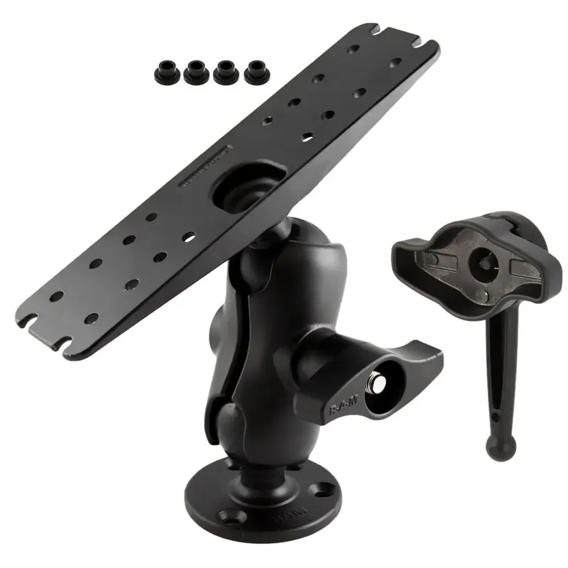 Ram Mount D Size 2.25" Ball Mount W/11" X 3" Rectangle Plate, 3.68" Round Plate And Hi-Torq Wrench [Ram-D-111-C-Knob9h] 1