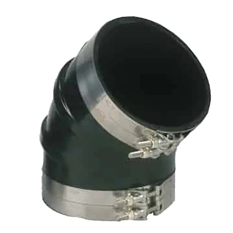 Trident Marine 3" Id 45-Degree Epdm Black Rubber Molded Wet Exhaust Elbow W/4 T-Bolt Clamps [Trl-345-S/S] 1