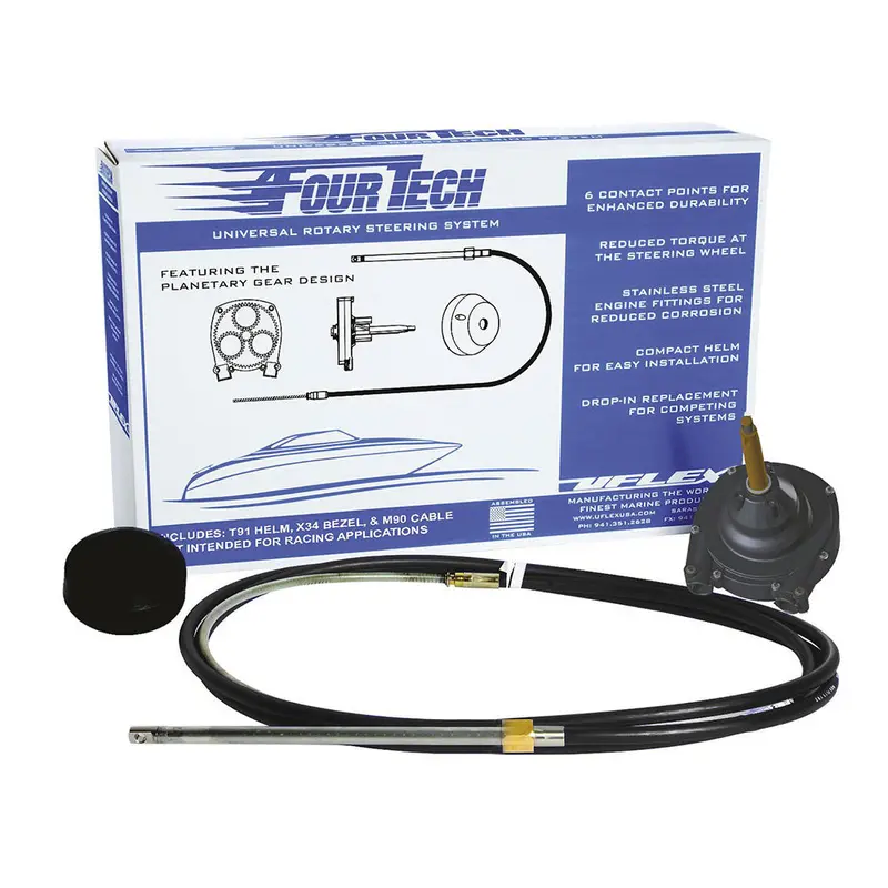 Uflex Fourtech 10 Black Mach Rotary Steering System W/Helm, Bezel  Cable [Fourtechblk10] 1