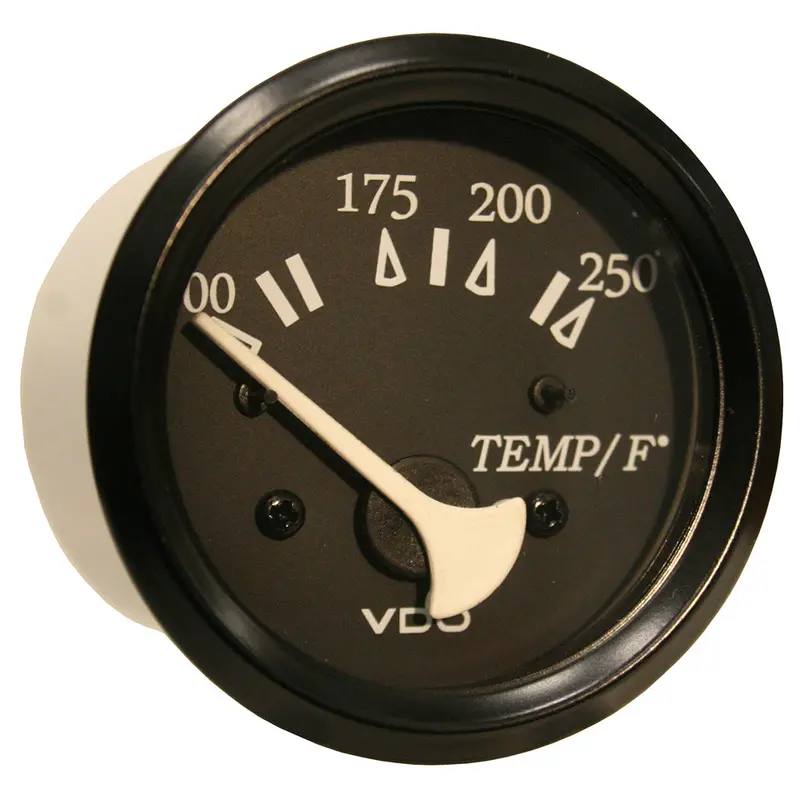 Vdo Cockpit Marine 52Mm (2-1/16") 250 F Water Temperature Gauge - Black Dial/Bezel [310-11801] 1