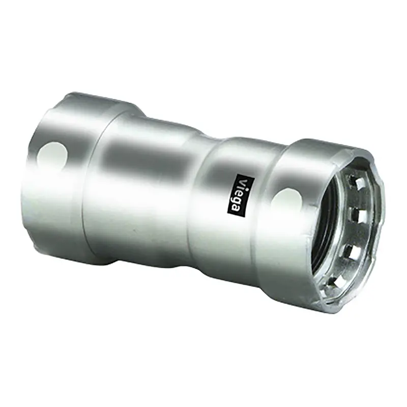 Viega Megapress 1-1/2" Stainless Steel 304 Coupling W/Stop - Double Press Connection - Smart Connect Technology [95300] 1