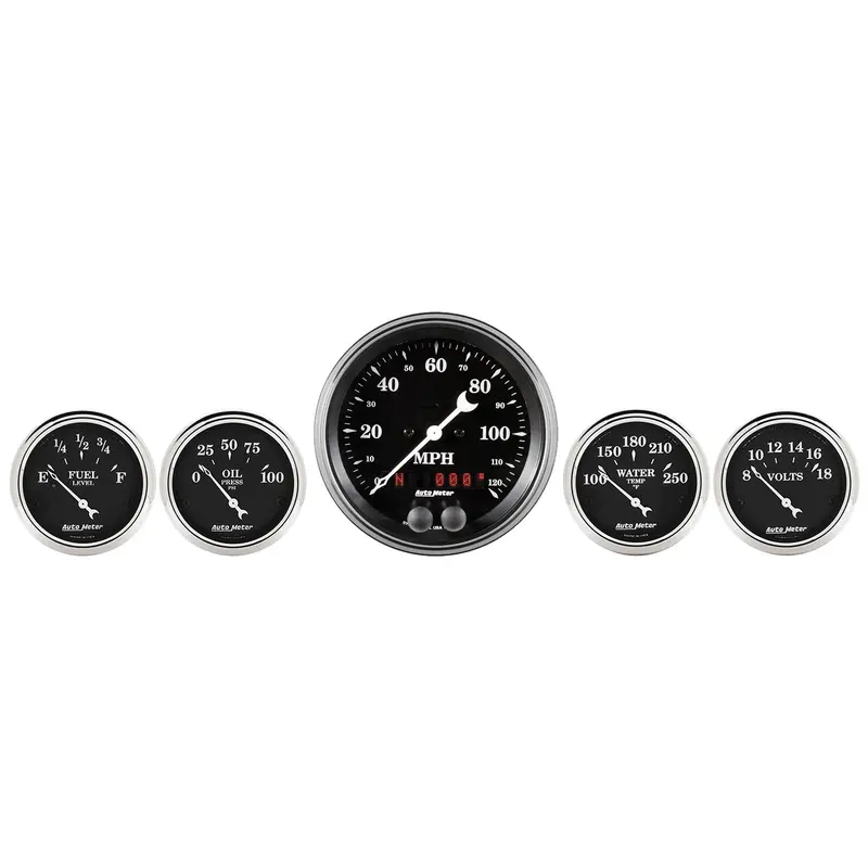 Autometer 1750 Classic Gauge Kit – 5-Piece Set With Gps Speedometer (3-3/8" & 2-1/16" Sizes) 1