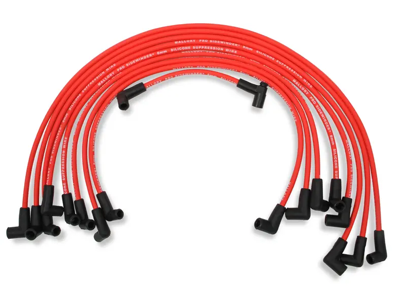 Mallory 603 Pro-Series 8Mm Red Silicone Ignition Wire Set With Black Boots 1