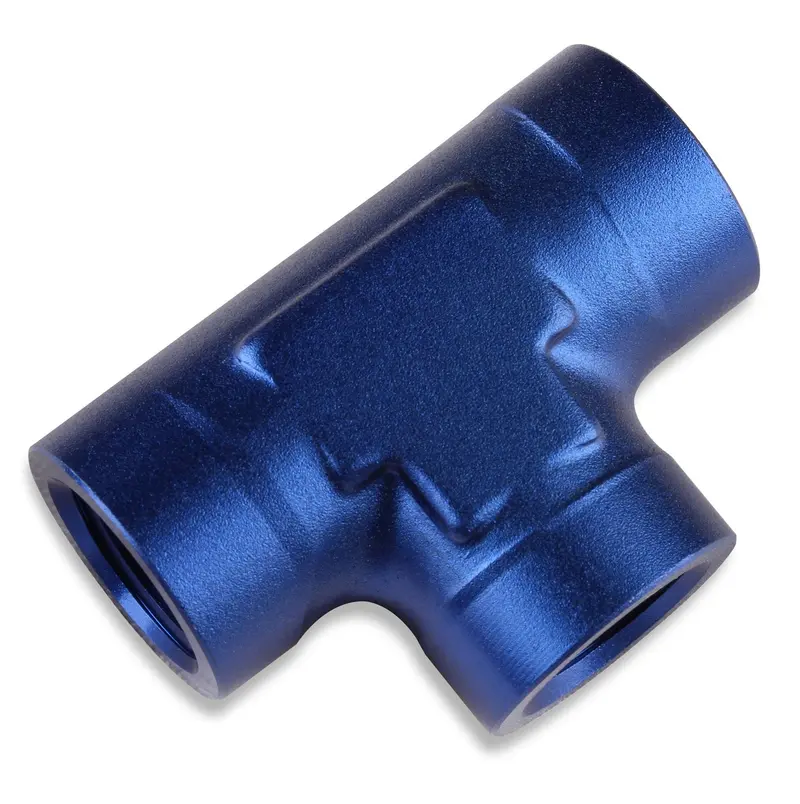 Mr. Gasket 491702 Triple-Port 1/4" Npt Tee Fitting – Anodized Blue Finish 1