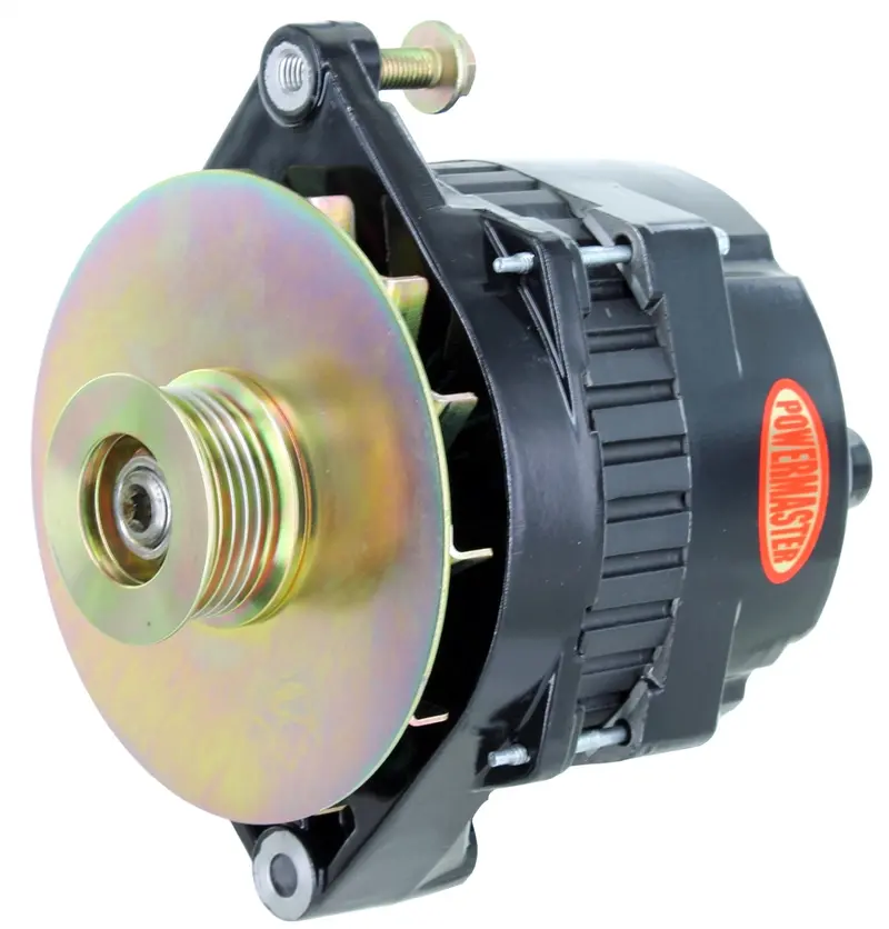 Powermaster Cs144 High-Output Alternator — 200 Amp, Straight-Mount, 125 Rpm Idle, Black Finish 1