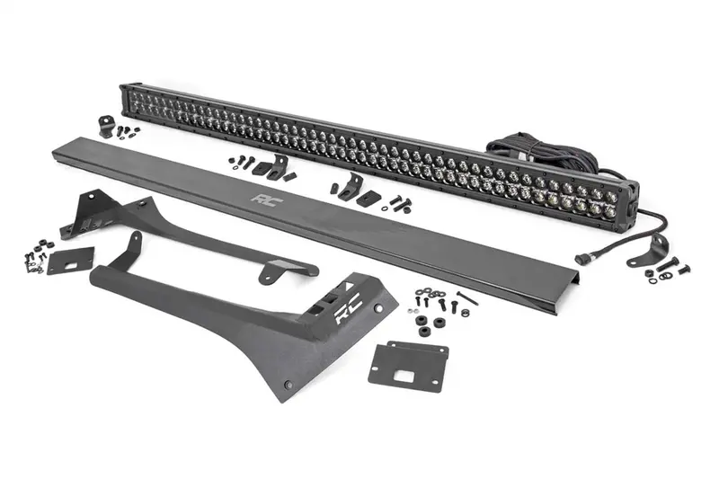 Rough Country 70068 50-Inch Upper Windshield Led Light Bar Kit – Dual-Row Amber Drls For 2018–2020 Jeep Wrangler Jl & 2020 Gladiator Jt 1