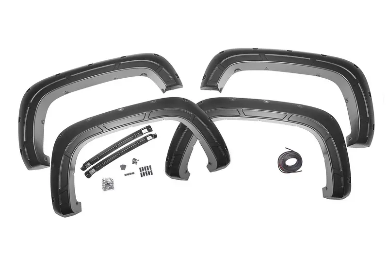 Rough Country Defender Gloss Black Pocket Fender Flares For Silverado 2500/3500 Hd (2020–2023) 1