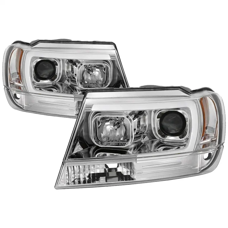 Spyder Auto V2 Projector Headlights With Integrated Light Bar – Chrome Finish 1