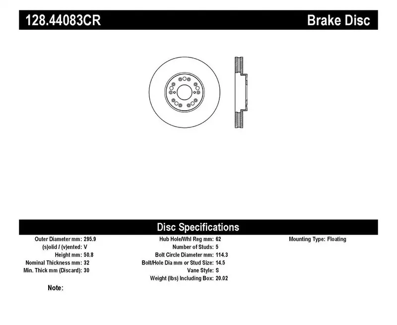 Stoptech 128.44083Cr Front Right Cryo-Treated Cross-Drilled Sport Rotor 1