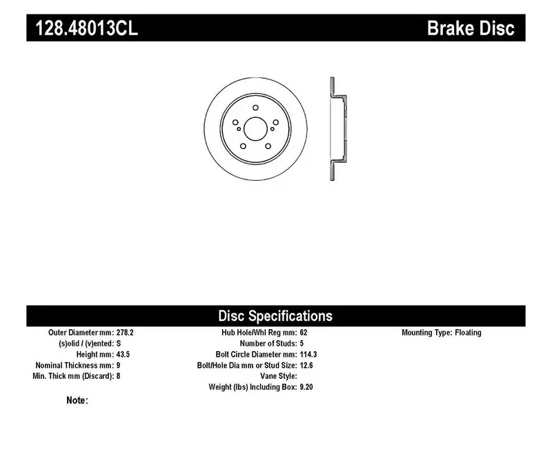 Stoptech 128.48013Cl Cryo-Treated Rear Left Cross-Drilled Brake Rotor 1
