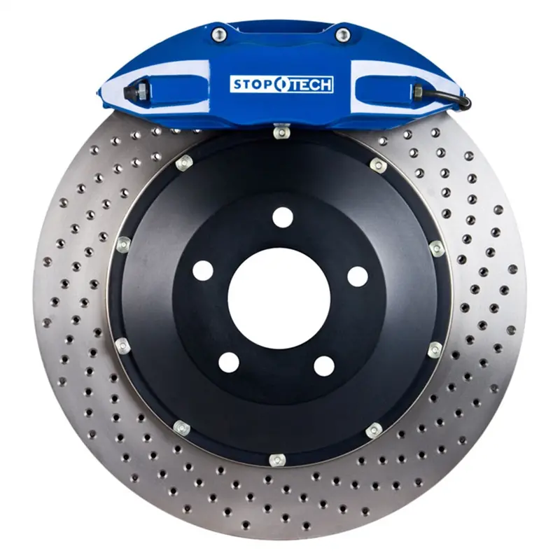 Stoptech 83.197.0057.22 Rear Big Brake Kit – Drilled Two-Piece Rotors With Blue Calipers 1