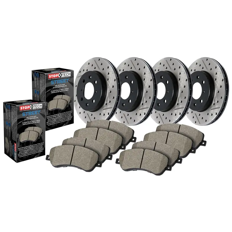 Stoptech 935.35294 Street Brake Kit – Drilled & Slotted Rotors For Full Four-Wheel Coverage 1