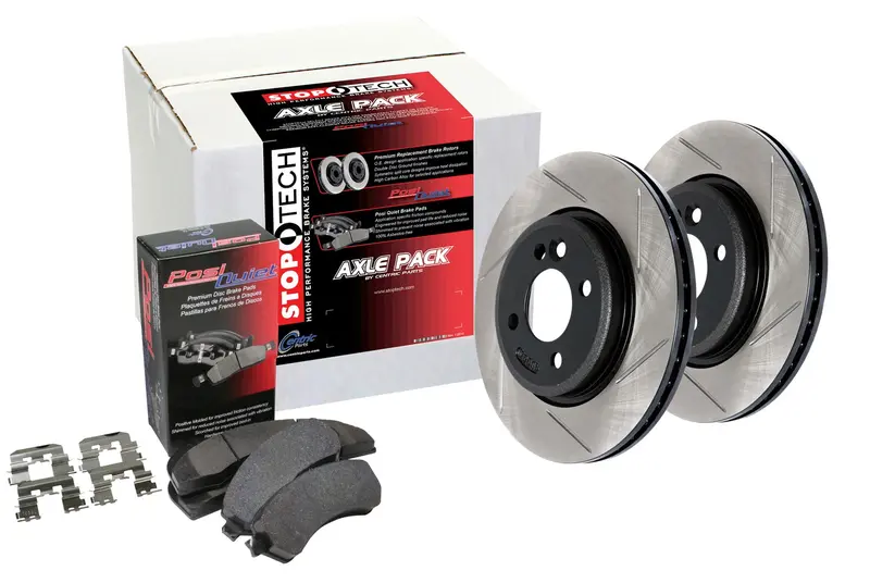 Stoptech 937.22001 Front Street Brake Kit With Slotted Rotors And Premium Pads 1