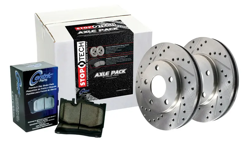 Stoptech Rear Slotted Axle Brake Kit With Stainless Brake Lines (Model 977.34057R) 1