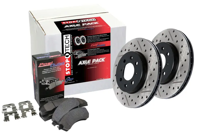 Stoptech Street Axle Pack – Drilled & Slotted Front Brake Kit (938.34036) 1
