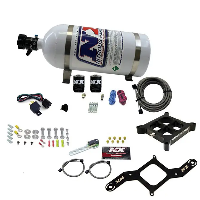 Nitrous Express 4150 Billet Crossbar Plate System – Single-Entry Nitrous Kit (50–300 Hp) With 10-Lb Bottle 1