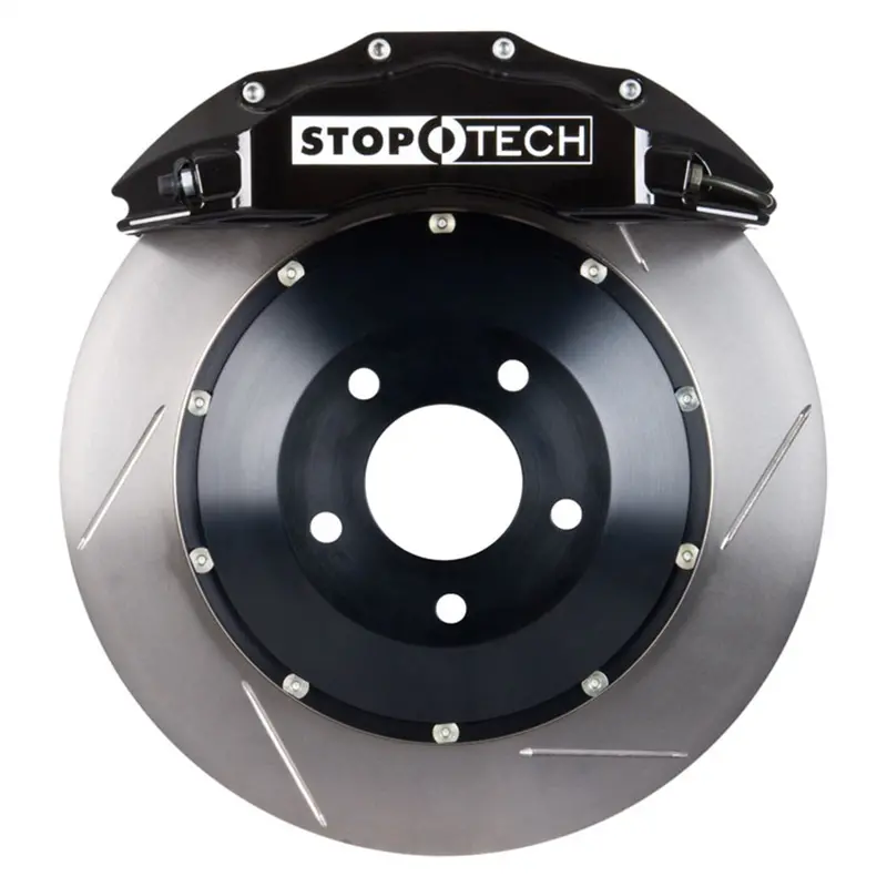 Stoptech Front Big Brake Kit With Black Calipers And Slotted Two-Piece Rotors 1