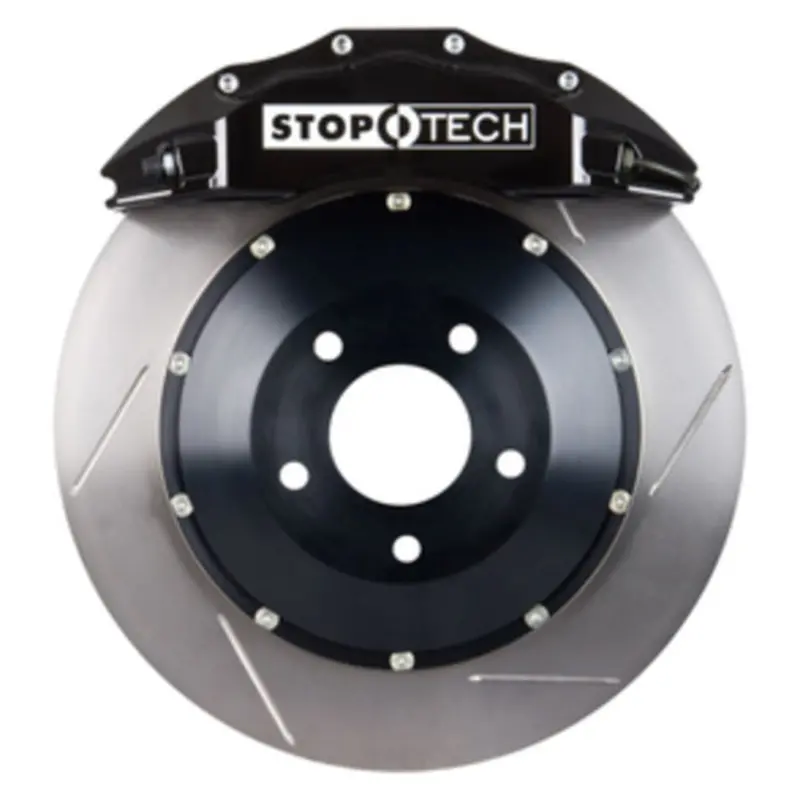 Stoptech Front Big Brake Kit With Black Calipers And Slotted Two-Piece Rotors 2
